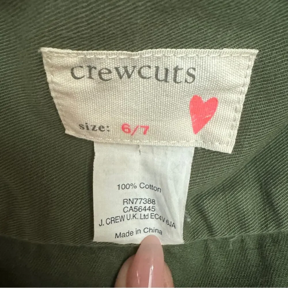 J Crew CrewCuts Army Green Utility Jacket size 6/7